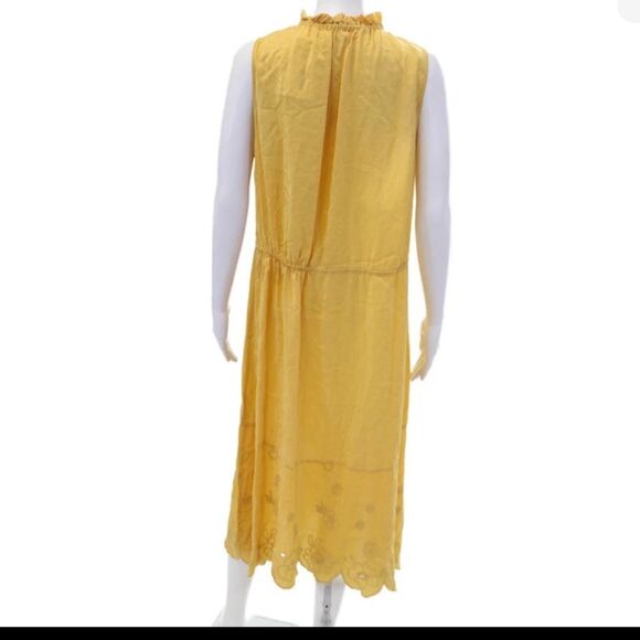 See By Chloe Mustard Yellow Sleeveless Eyelet Midi Dress 38 - Picture 6 of 8